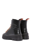 Harley Davidson Women's Black Jimmy Zipper Leather Combat Boots | Derimod