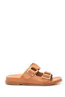 Women's Tan Double Buckle Slippers | Derimod