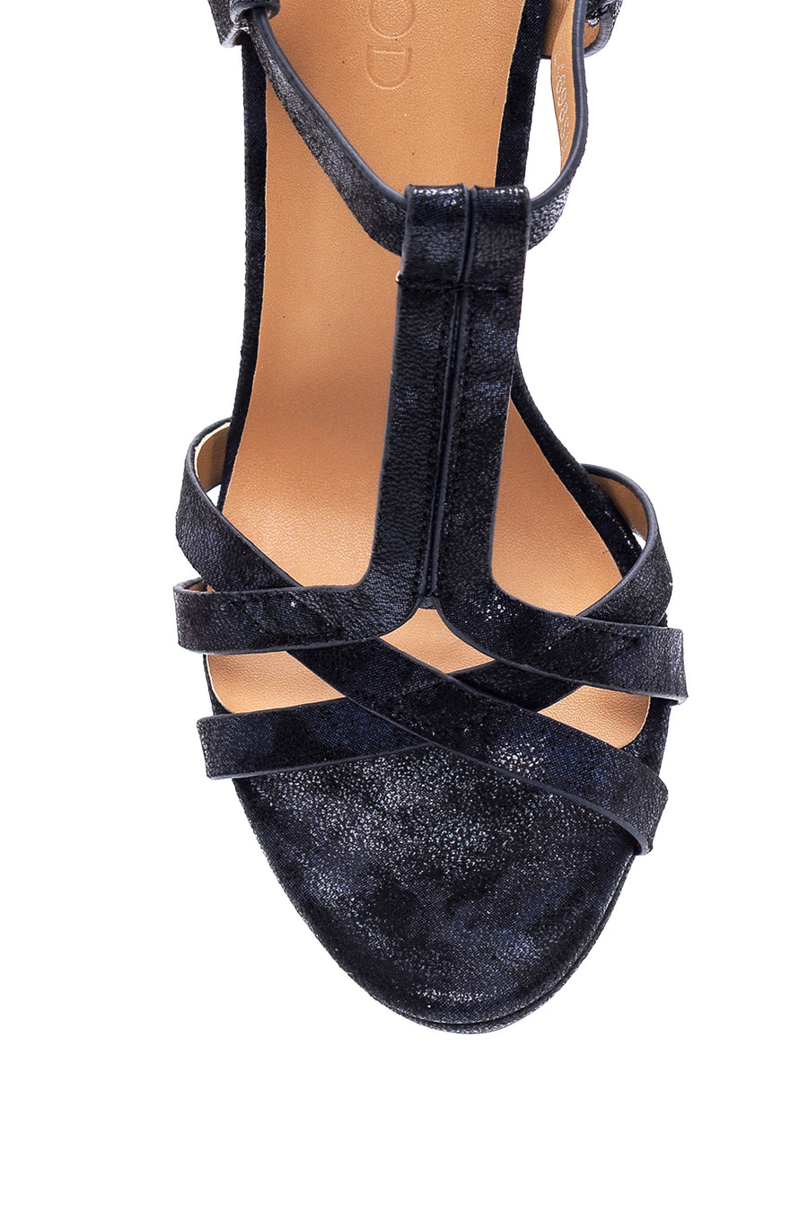 Women's Black Silvery Heeled Sandals