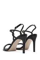 Women's Black Ankle Buckle Stone High Thin Heel Sandals | Derimod
