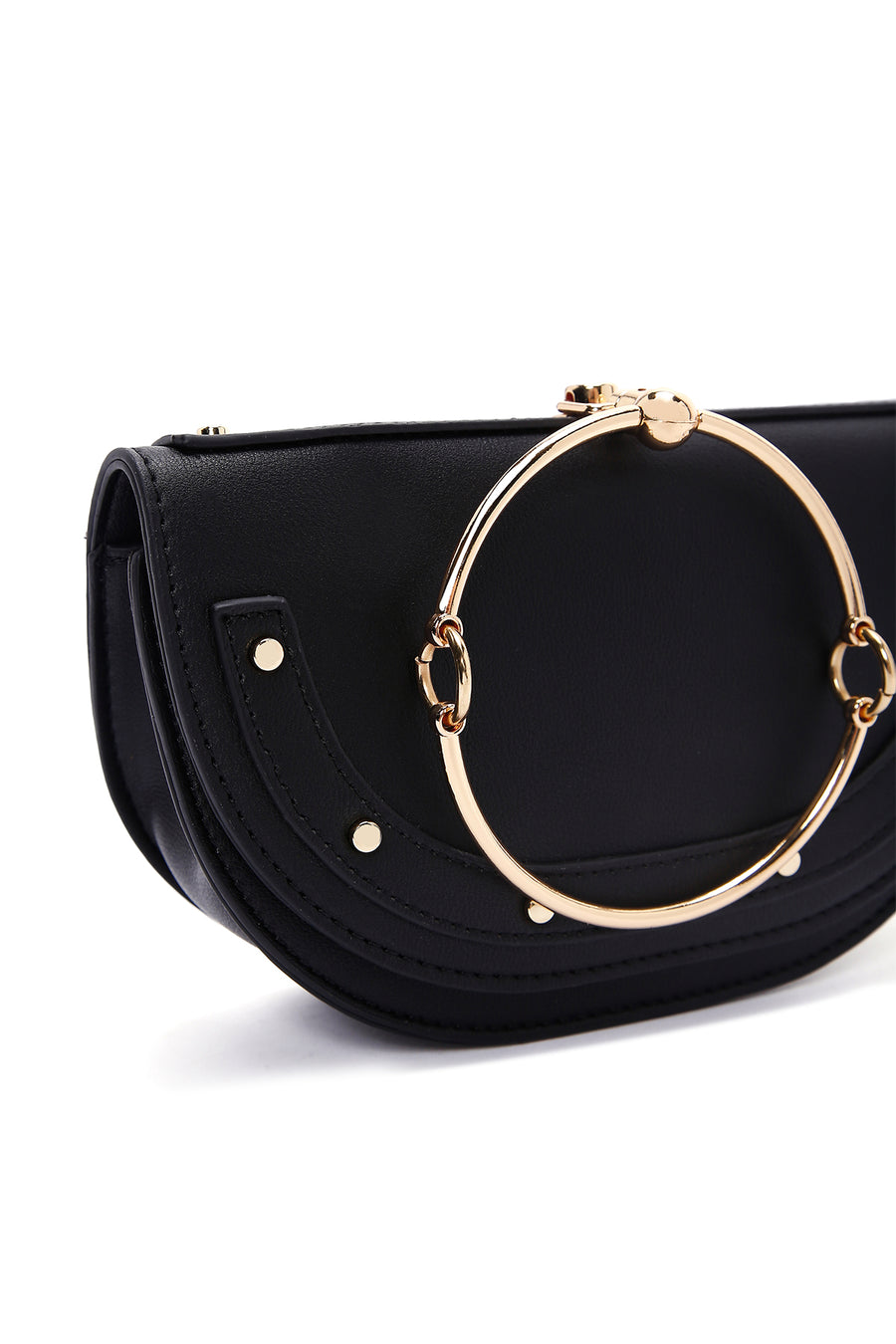 Women's Black Long Chain Strap Mini Evening Clutch Bag