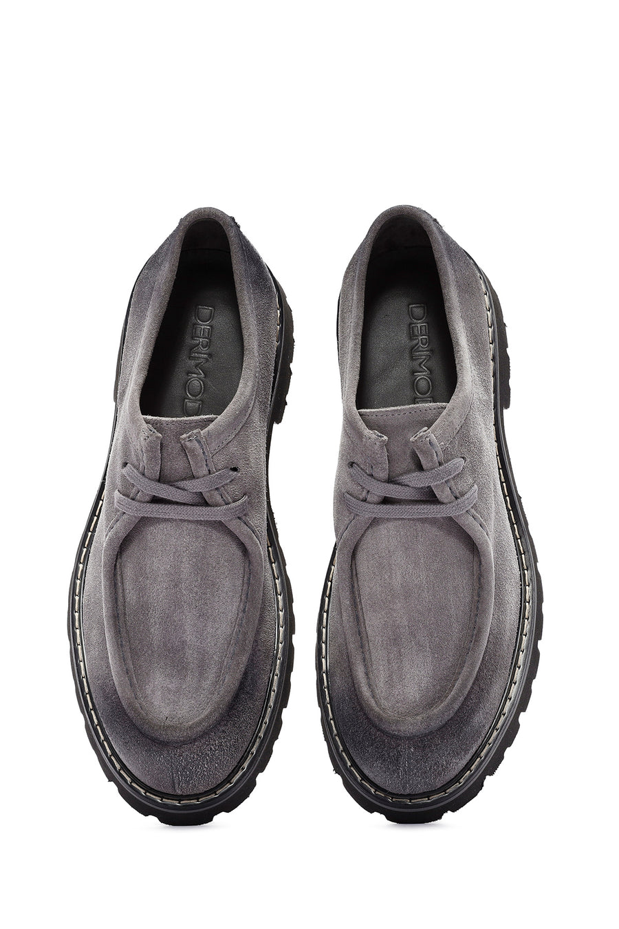 Men's Gray Lace-up Suede Leather Casual Shoes
