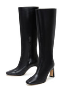 Women's Black Leather Heeled Boots | Derimod