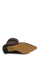 Woman Brown Heeled Suede Boots | Derimod