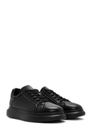 Male Black Lace-Up Thick-Soled Leather Sneaker | Derimod