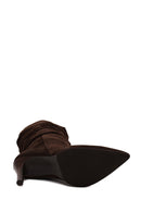 Woman Brown Thin-Heeled Suede Boots | Derimod