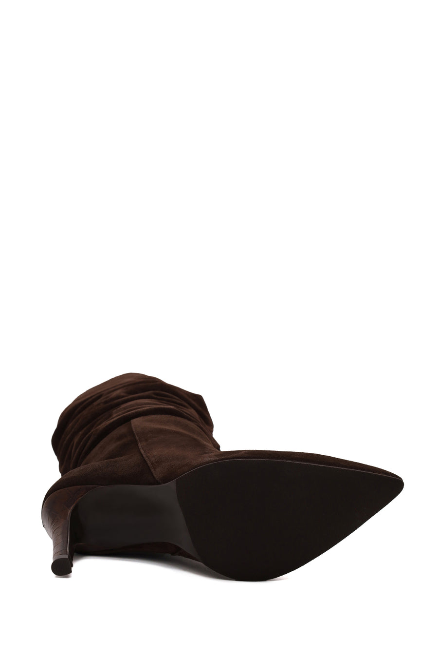 Woman Brown Thin-Heeled Suede Boots