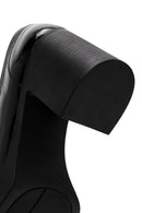 Women's Black High Thick Heel Patent Leather Masculine Loafer | Derimod