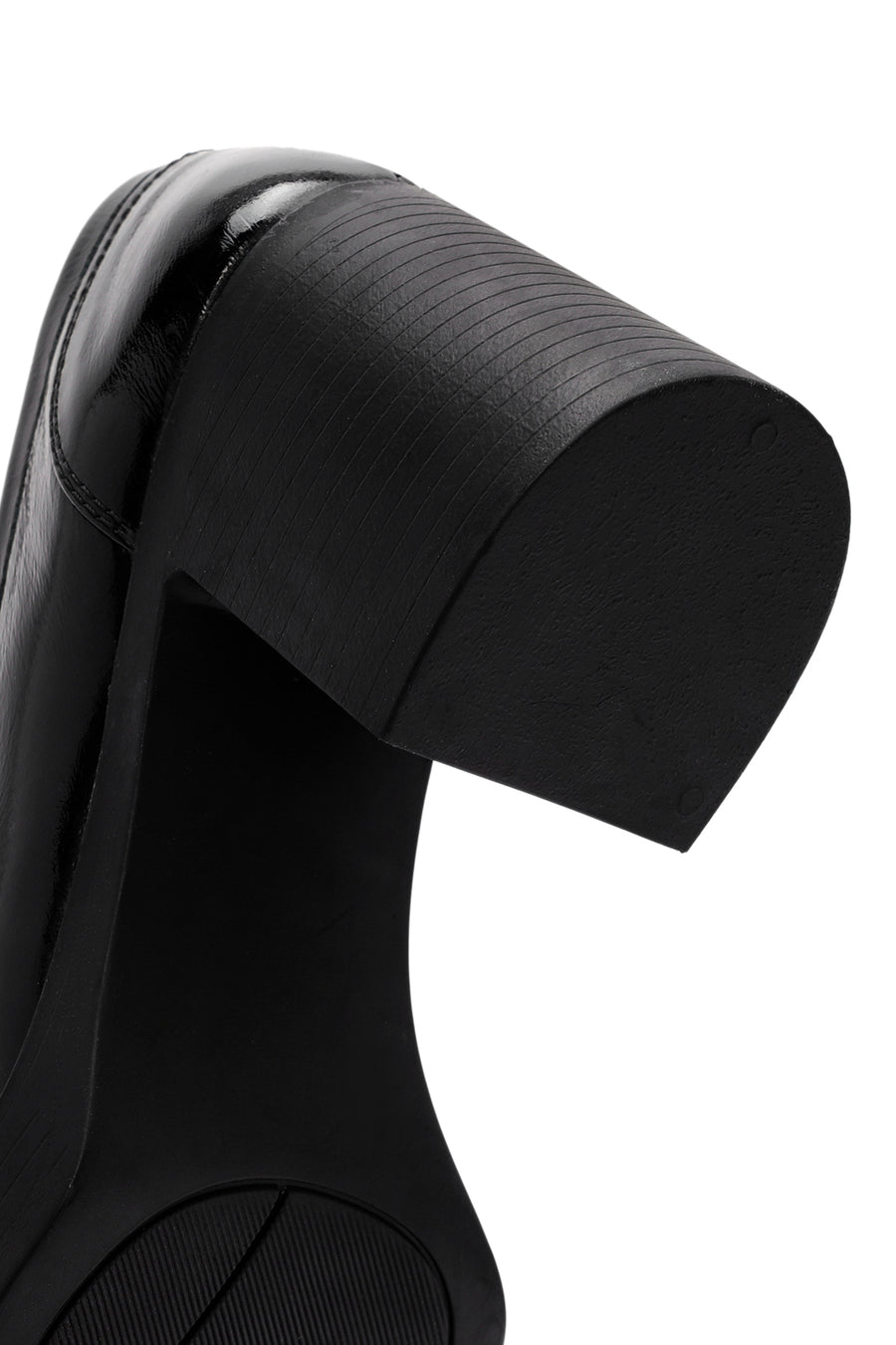 Women's Black High Thick Heel Patent Leather Masculine Loafer