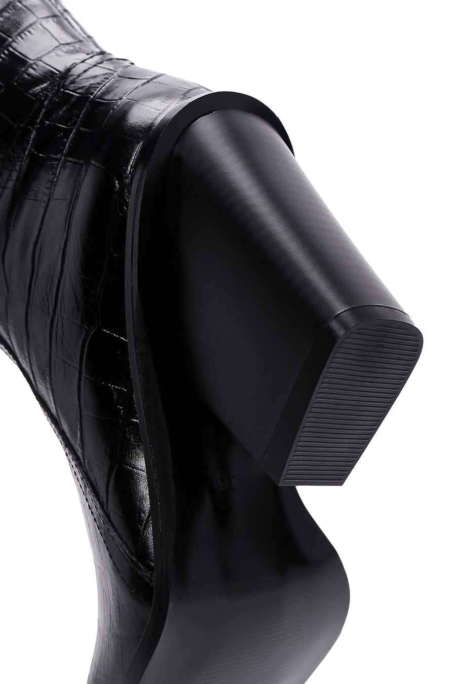 Women's Black Leather Heeled Cowboy Boots