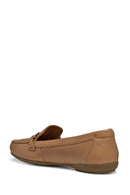 Geox Women Beige Annytah Moc Buckle Leather Loafer | Derimod