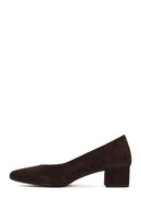 Derimod Flex Woman Brown Short Thick-Heeled Suede Stiletto | Derimod