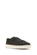 Men's Green Lace-Up Thick-Sole Suede Leather Sneakers | Derimod