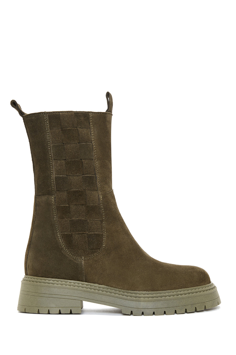 Women's Khaki Suede Leather Zippered Boots 22WFD186910 | Derimod