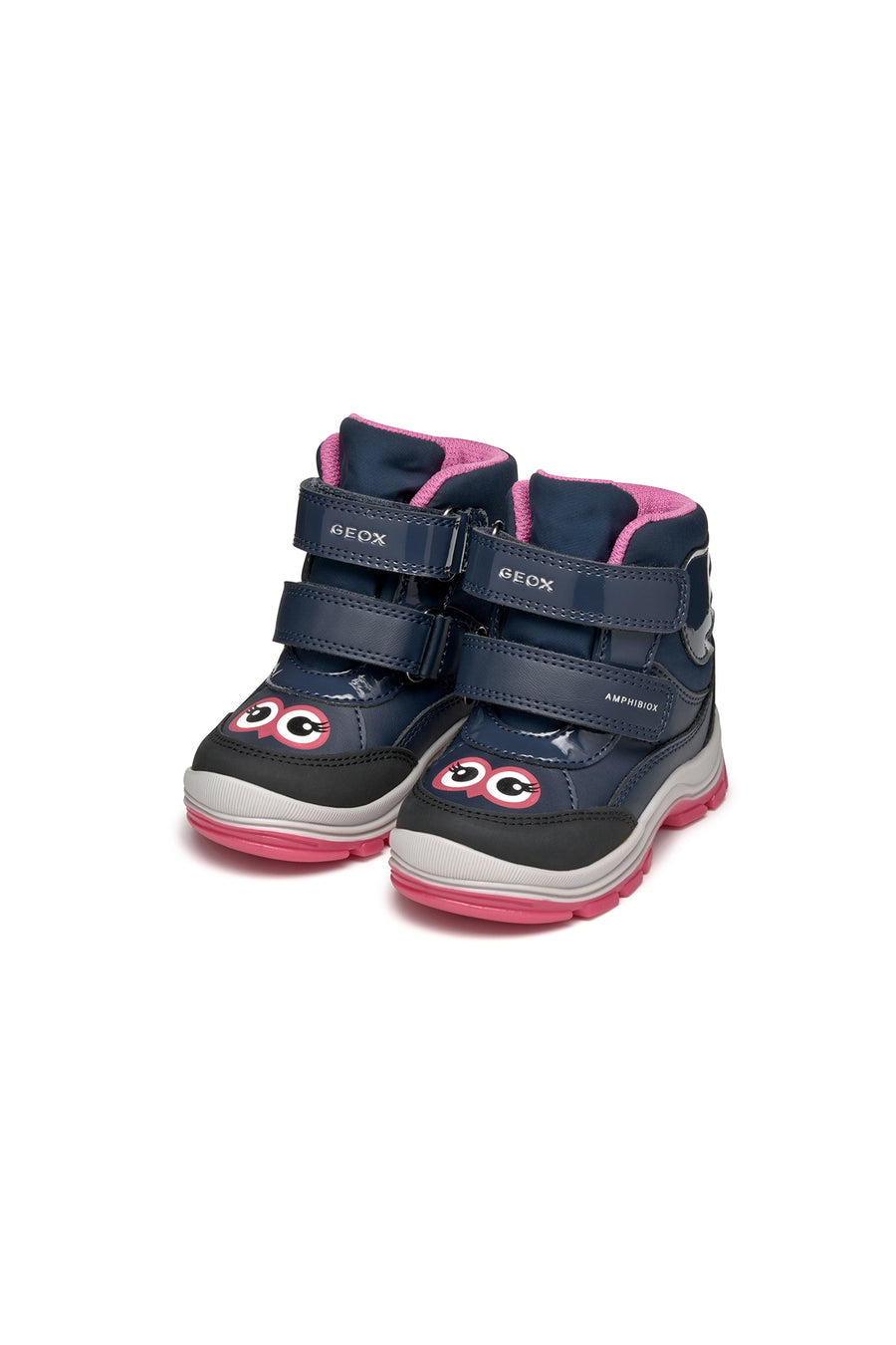 Geox Baby Girl Navy Blue B Flannel Banded Waterproof Leather Boots