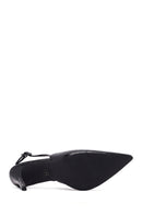 Woman Black Crocodile-Embossed Open-Back Stiletto High Heel | Derimod