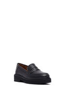 Woman Black Leather Masculine Loafer | Derimod