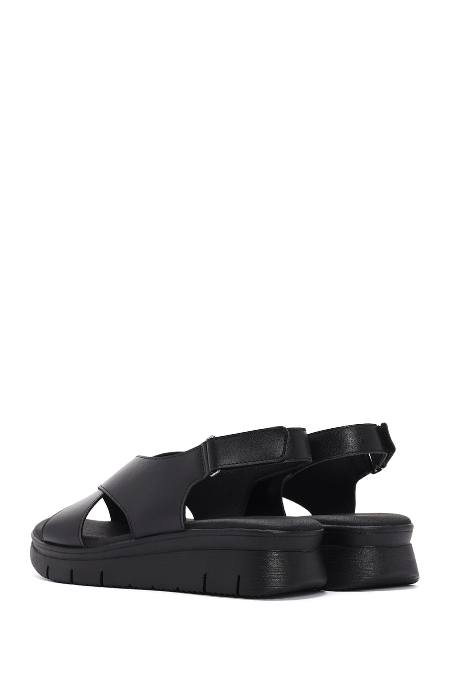 Women's Black Strappy Comfort Sandals