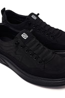 Derimod Zero Male Black Lace-Up Thick-Soled Fabric Sneaker | Derimod