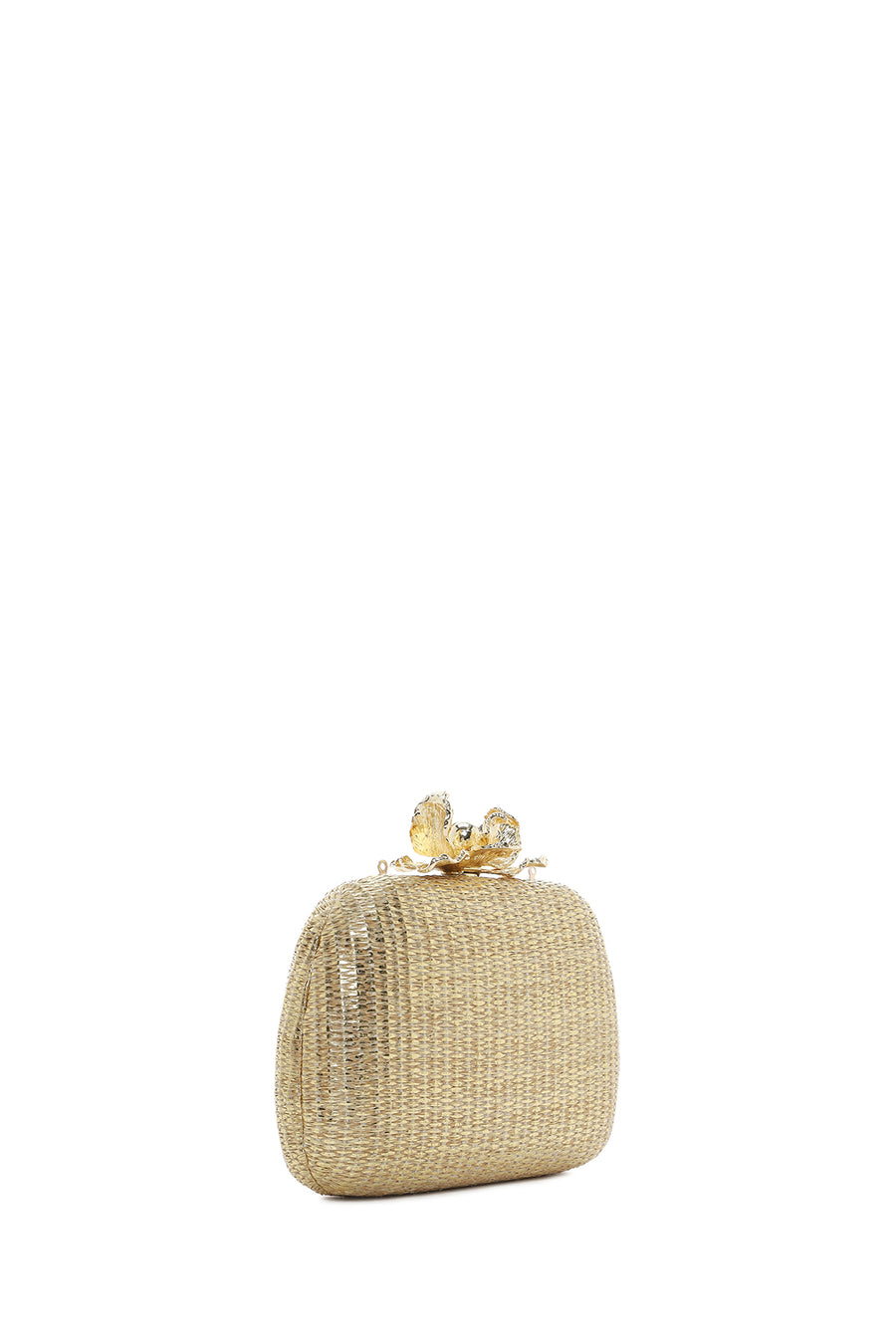 Women's Gold Chain Strap Mini Box Woven Evening Bag