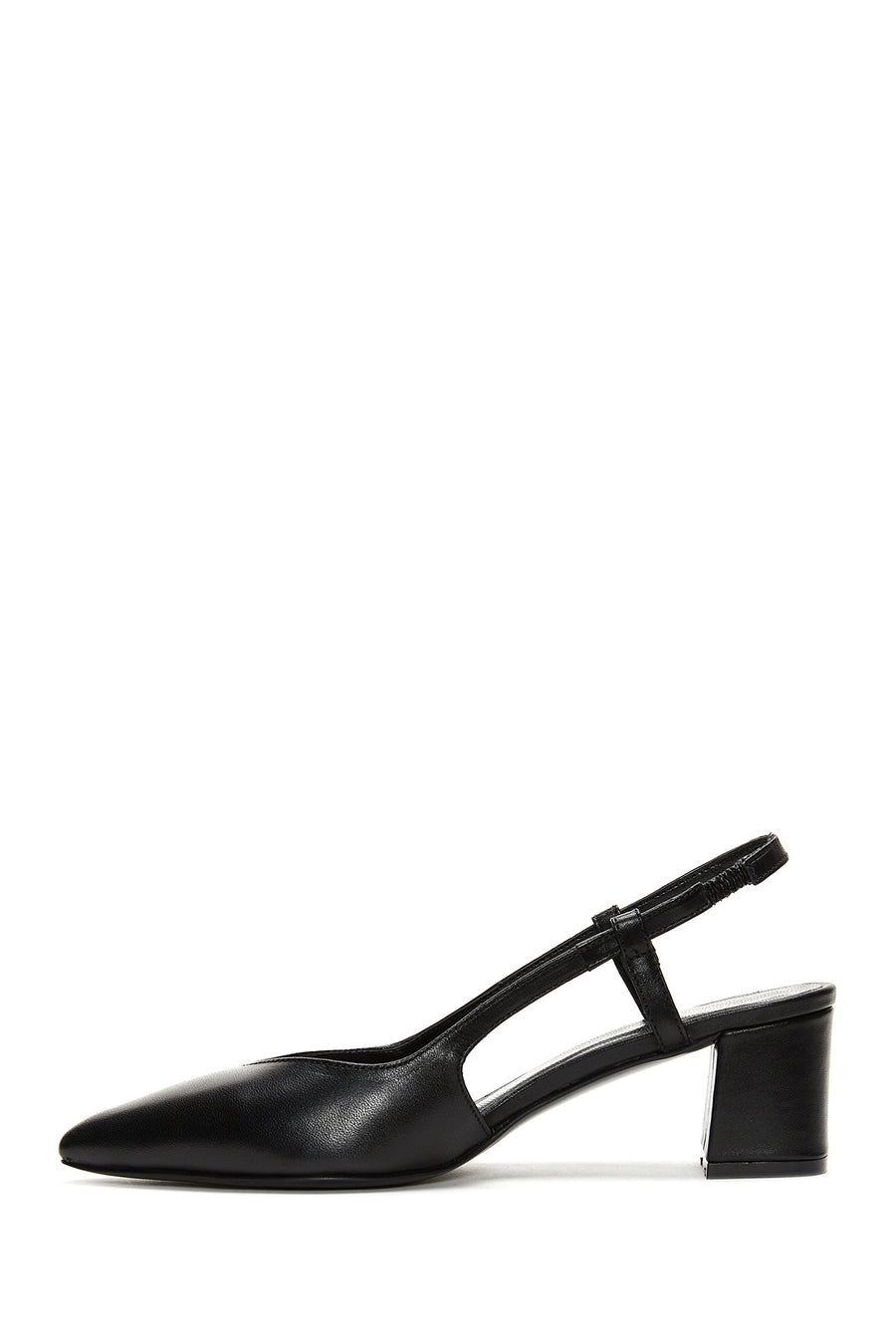 Women's Black Leather Heeled Shoes