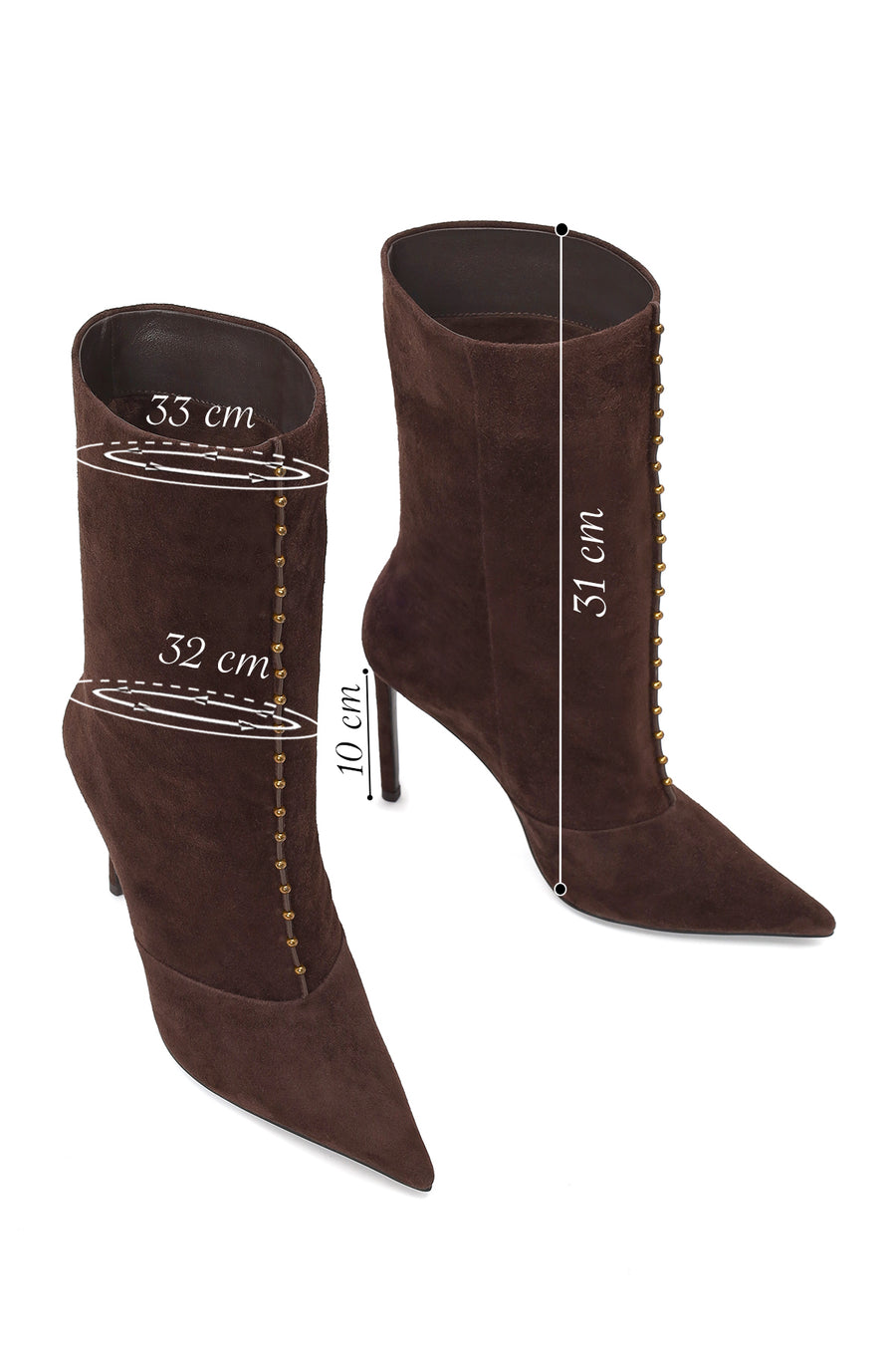 Woman Brown Short Thin-Heeled Suede Short Boots
