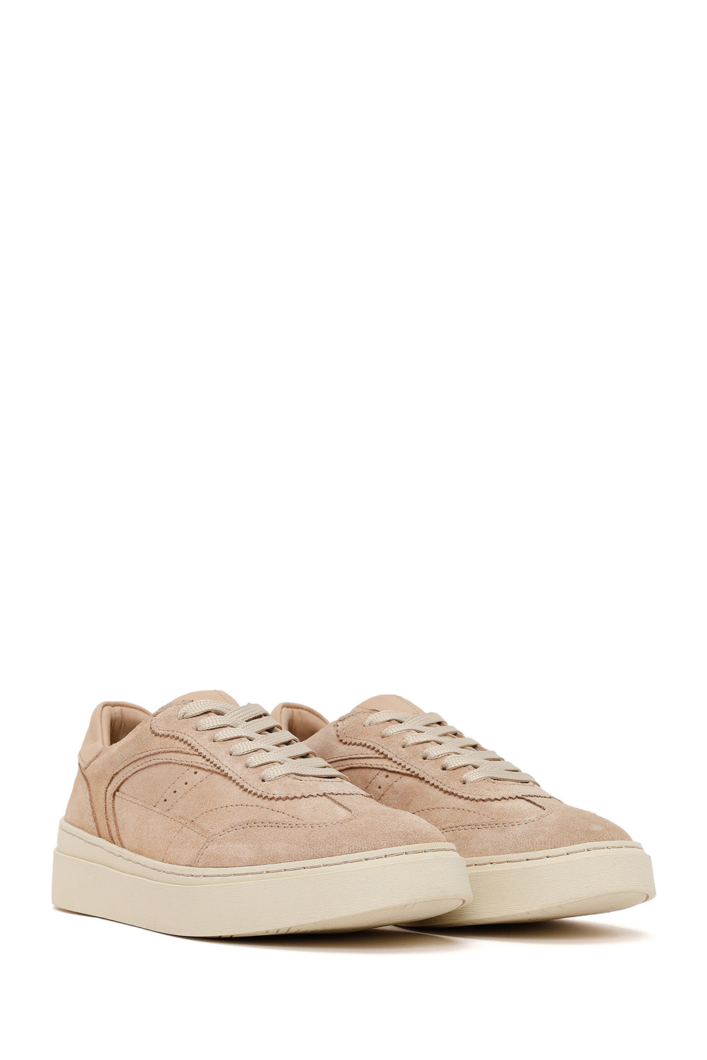 Kadın Bej Bağcıklı Süet Deri Sneaker