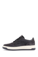 Men's Anthracite Suede Leather Sneaker | Derimod