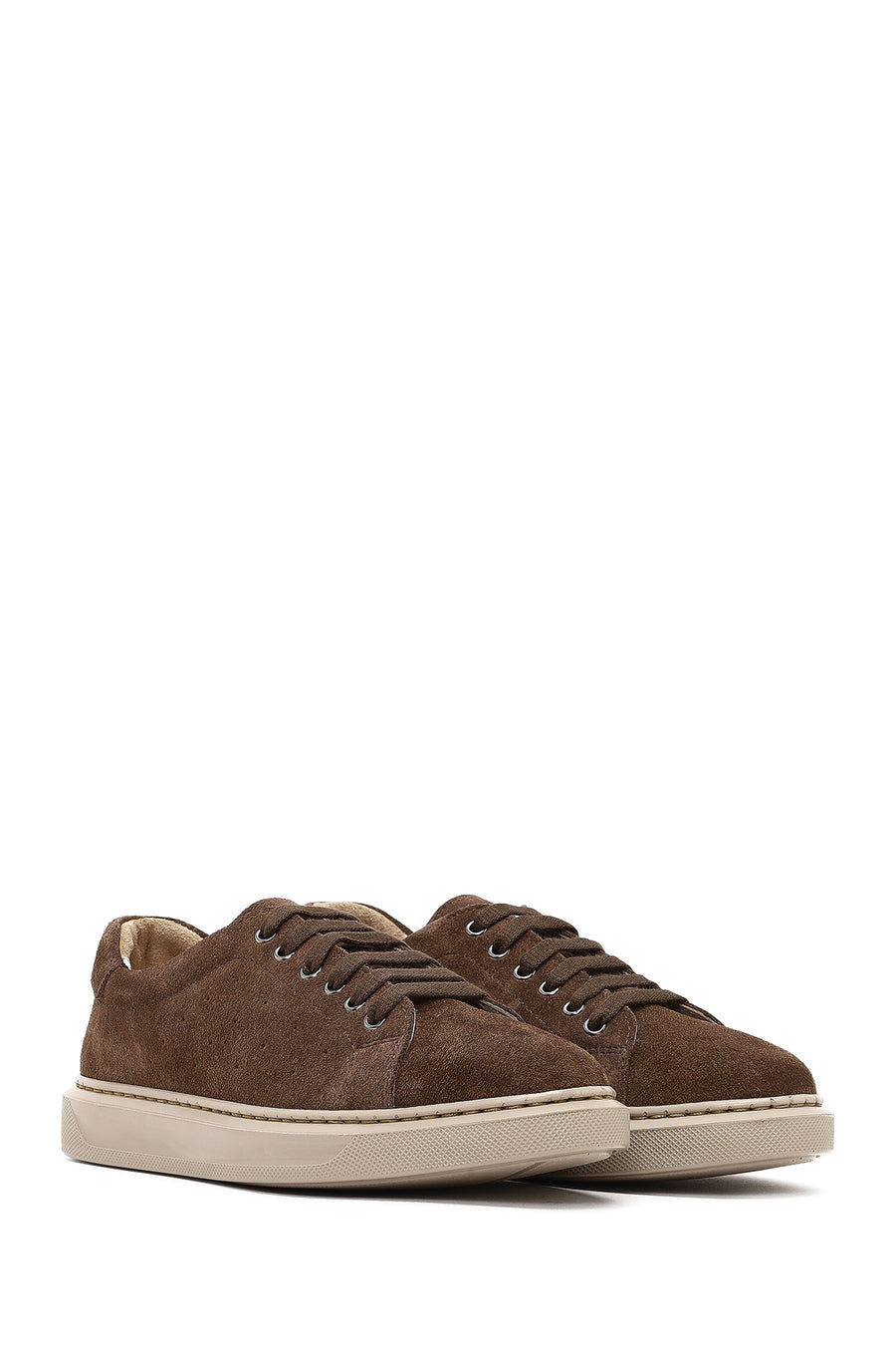 Women's Brown Lace-Up Suede Leather Sneaker