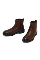 Men's Brown Zippered Leather Casual Boots | Derimod