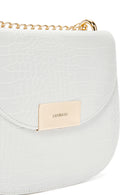 Women's White Long Chain Strap Crocodile Patterned Shoulder Bag | Derimod