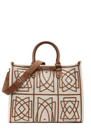 Women's Camel Long Strap Patterned Fabric Shoulder Bag | Derimod