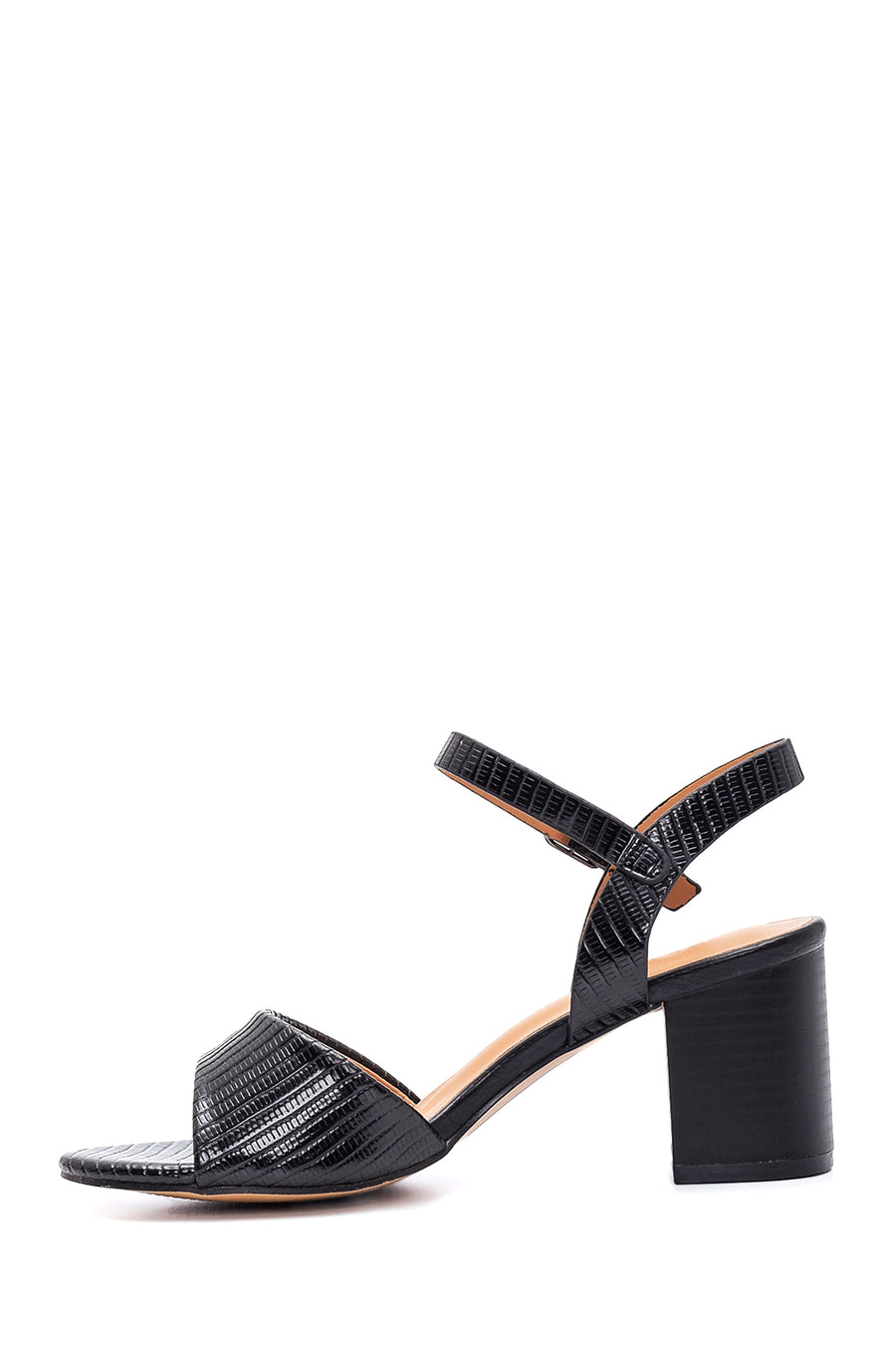 Women's Black Thick Heeled Sandals