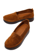 Kadın Taba Kalın Tabanlı Süet Deri Konfor Loafer | Derimod