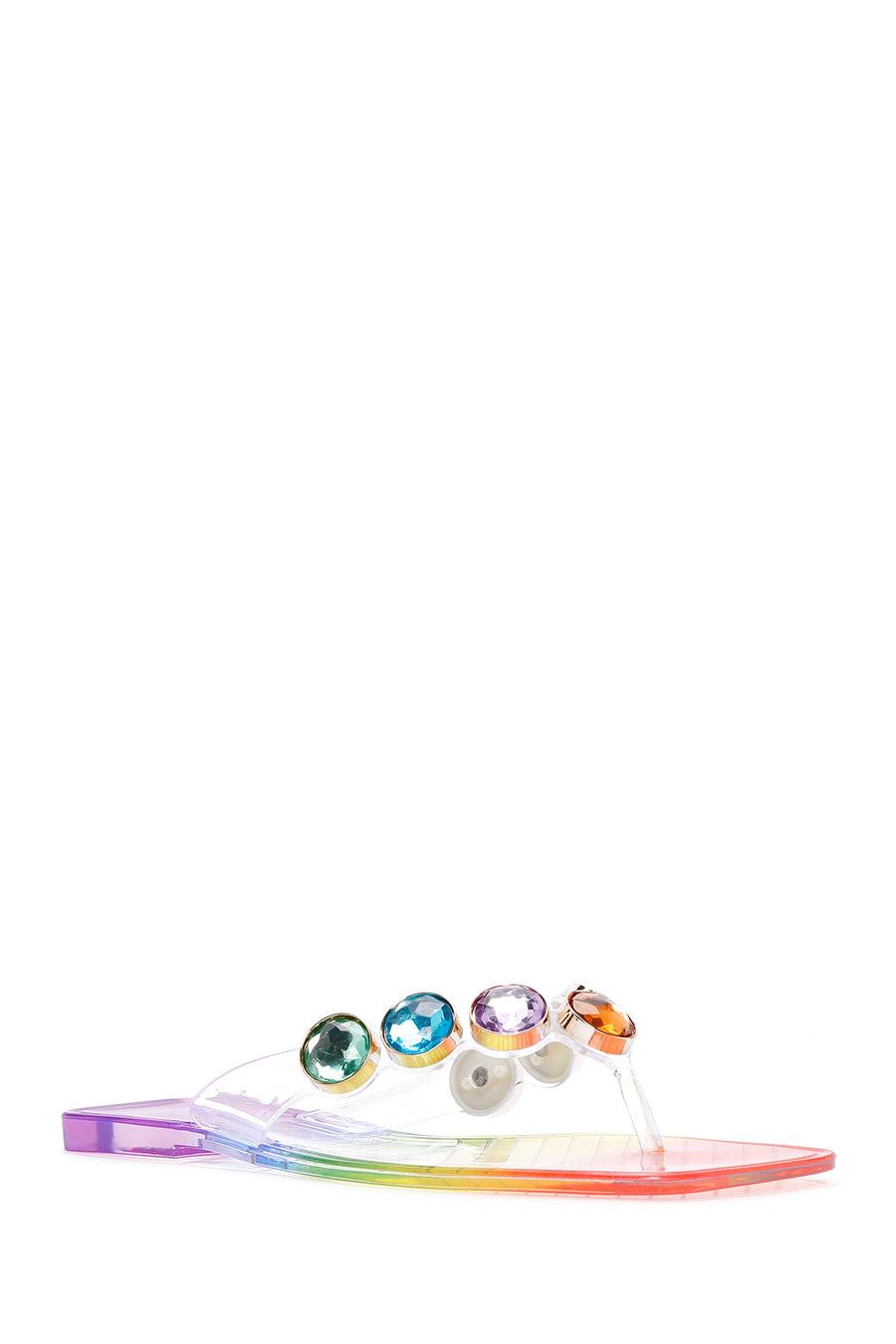Women's Multicolored Stone Jelly Flip Flops