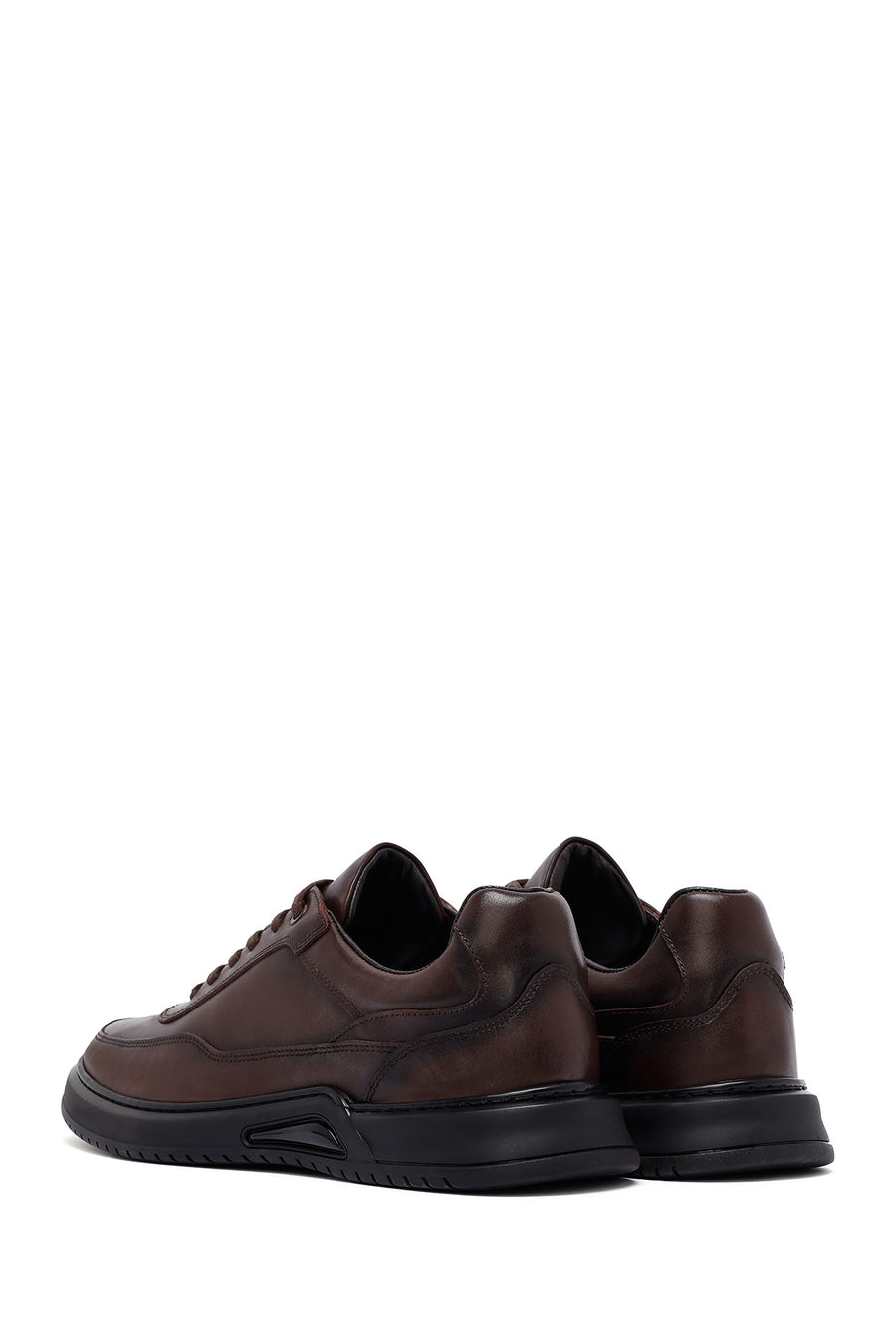 Men's Brown Lace-Up Leather Casual Sneakers