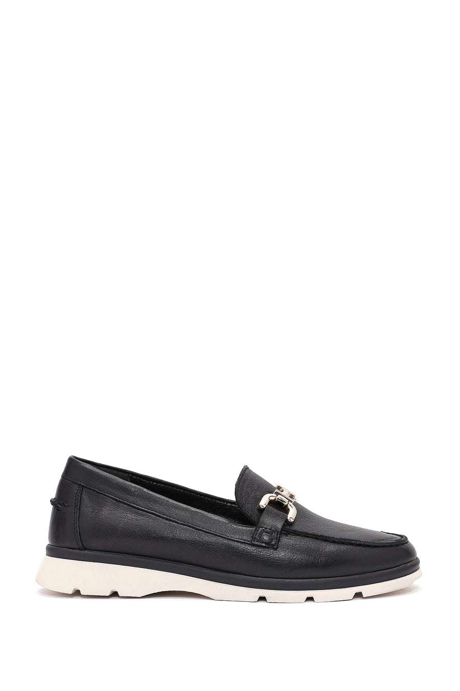 Women's Black Buckle Detail Comfort Loafer 25SFD153718 | Derimod