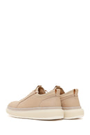 Men's Beige Lace-Up Thick-Sole Leather Sneaker | Derimod