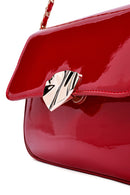 Women's Red Long Strap Patent Leather Crossbody Bag | Derimod