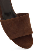 Women's Brown Thick-Soled Suede Leather Slippers | Derimod