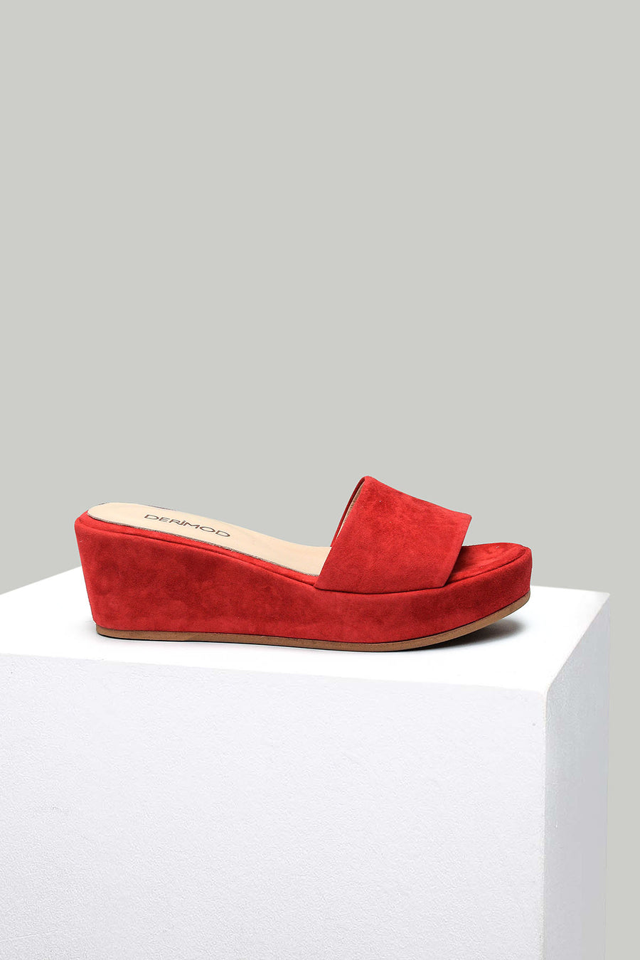 Wedge Heeled Suede Leather Women's Slippers