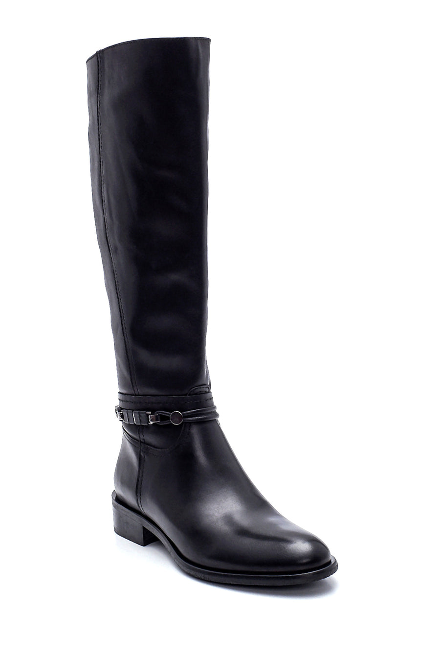 Women's Leather Buckle Detailed Boots