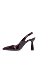 Woman Burgundy Open-Back Chunky-Heel Leather Shoes | Derimod