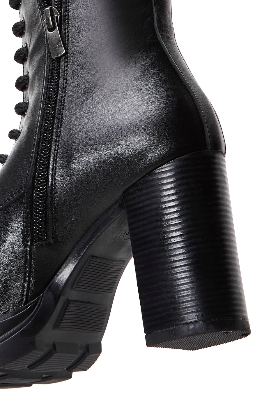 Women's Black Leather Platform High Heel Boots