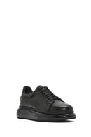 Men's Black Lace-up Thick-Sole Leather Sneaker | Derimod