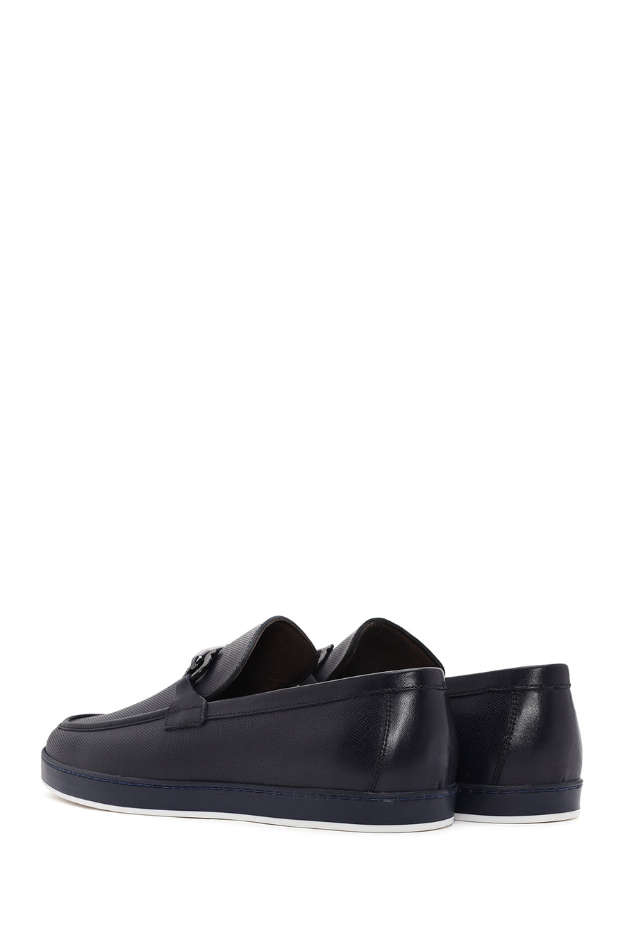 Erkek Lacivert Deri Casual Loafer