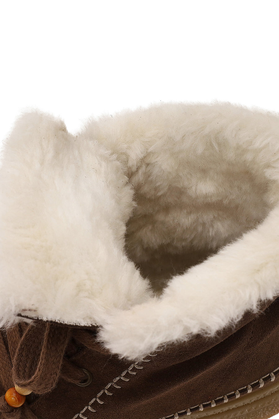 Woman Dark Mink Lace-Up Thick-Soled Suede Teddy Boots