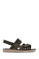 Men's Khaki Strappy Leather Sandals | Derimod