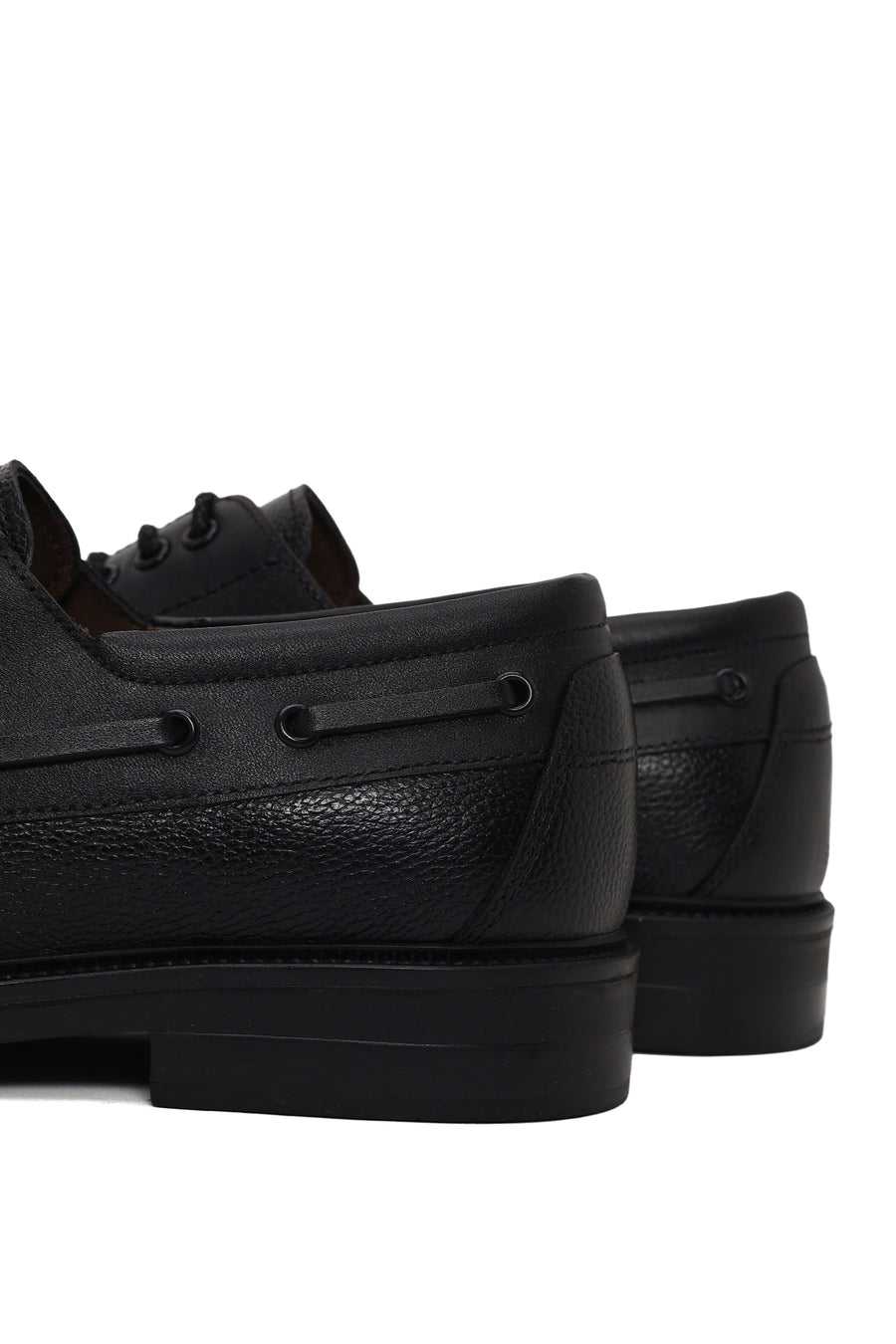 Male Black Lace-Up Thick-Soled Leather Casual Shoes