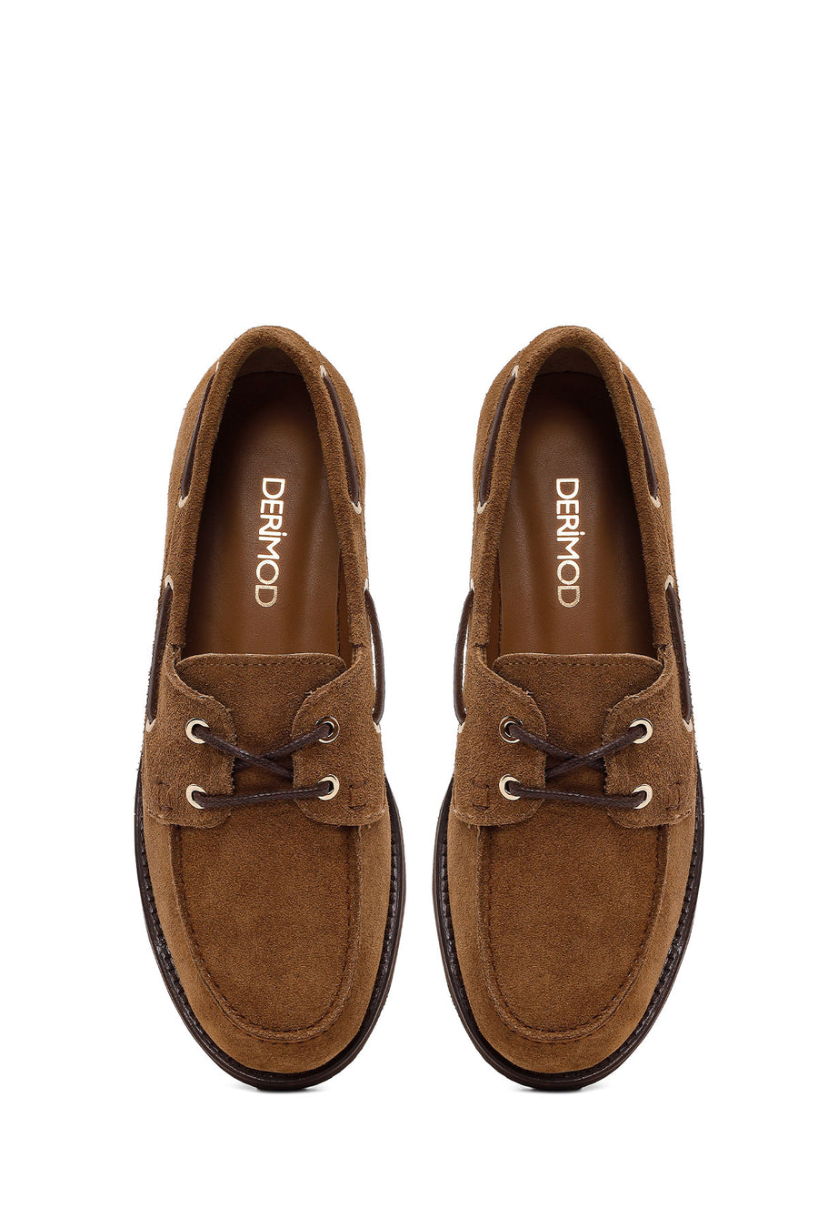 Woman Tan Lace-up Suede Casual Shoes